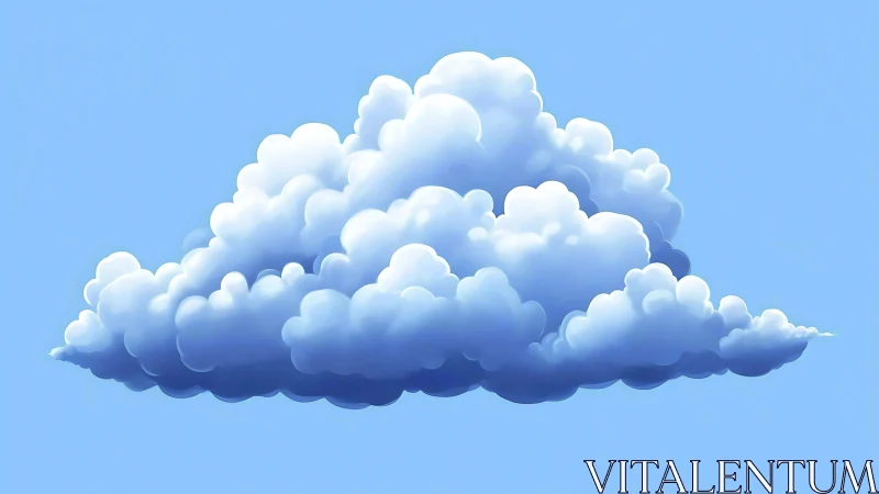 Soft cumulonimbus digital cloud against clear blue sky.