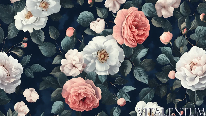 Romantic Floral Composition with Pink and White Blooms