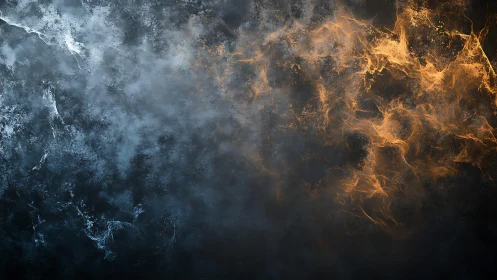 Abstract Fire and Ice Energy Texture in Grunge Digital Art Style.