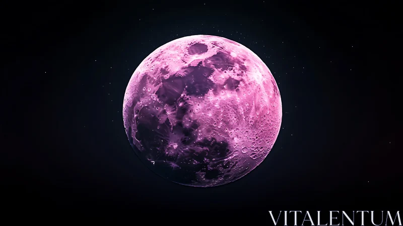 Luminous magenta moon drifts like cosmic candy in velvet space