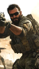 Sunlit commando leans into recoil and owns the battlefield