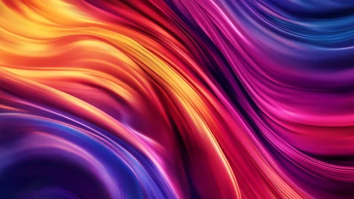 Iridescent fluid ribbons in vibrant magenta and saffron spectrum.