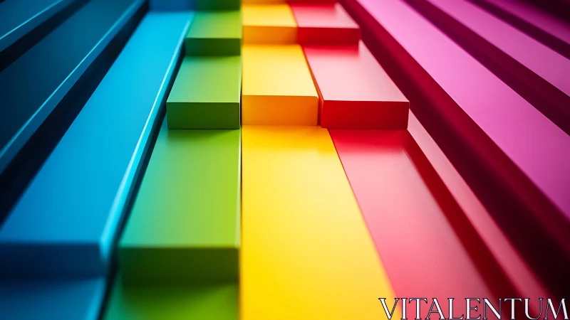 Colorful geometric steps glowing with playful energy.