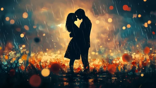 Love in the Rain: A Moment of Golden Romance.