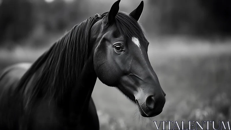 Monochrome equine portrait isolates form through shallow depth