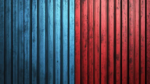 Bicolor corrugated steel wall with vertical ribbing and wear