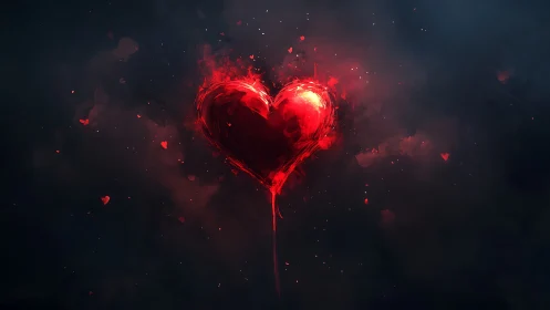 Radiant Heart Silhouette: Luminous Particle Dissolution Effect.