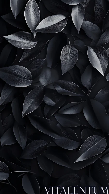 Midnight leaf tapestry with soft silver-edged whispers.