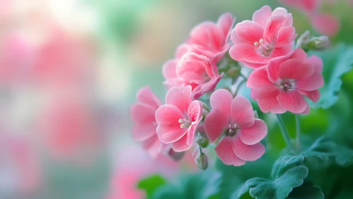 Pink Geraniums Dance: Delicate Petals Perform an Enchanting Garden Ballet