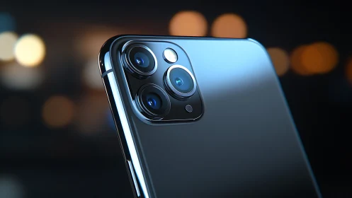 Shimmering smartphone camera ready for city night shots.