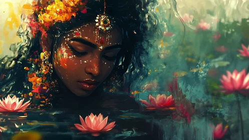 Lotus dreams and painted whispers around a quiet soul.