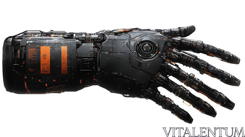High-detail cybernetic right hand with exposed mechanical housing