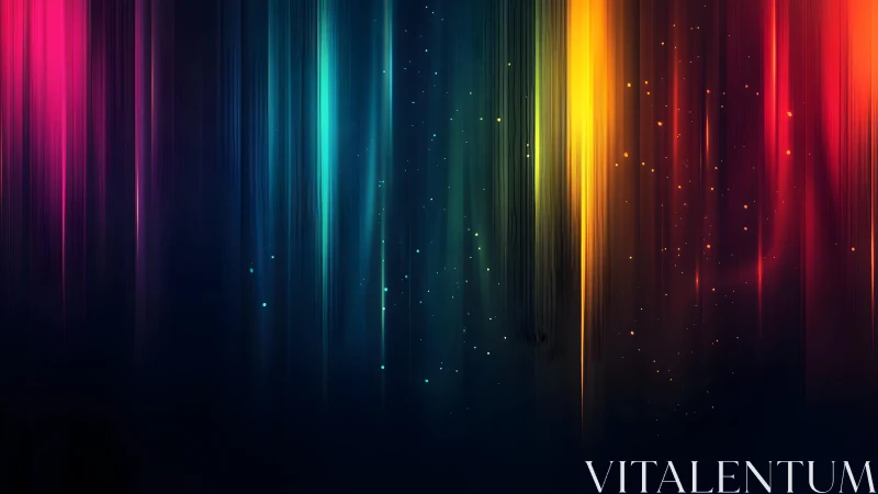 Vibrant multicolored light streaks on dark abstract background.