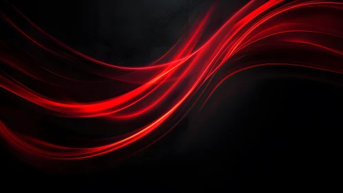 Dynamic red light waves on black abstract background, modern digital art.