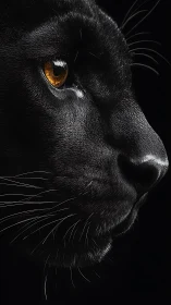 Black cat's golden gaze intensifies against shadows.