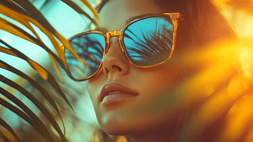 Sunlit close-up portrait renders tropical reflection in lenses