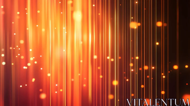 Glowing Vertical Orange Light Streaks with Bokeh Abstract Style.