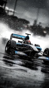 Rain-slicing formula racer carving thunder into wet asphalt.