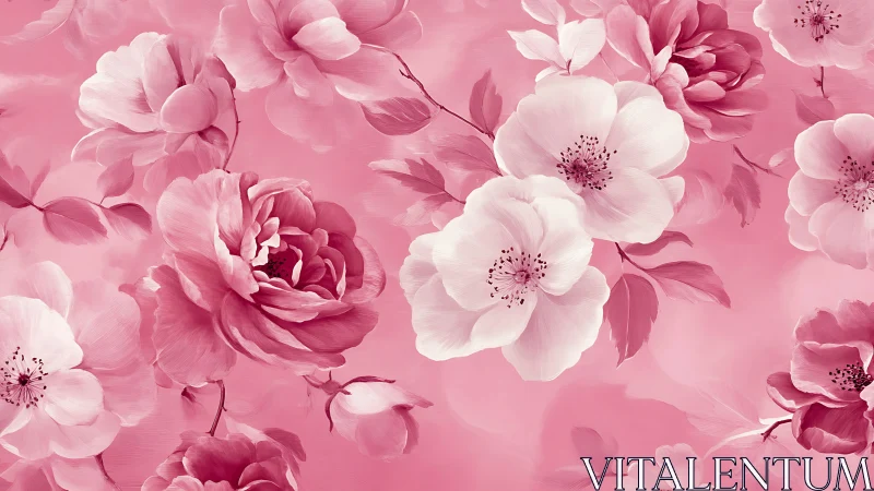 Lush Pink Peonies and Roses Float in Soft Bloom