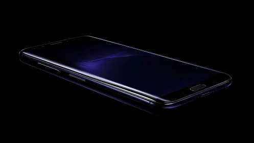 Glossy Smartphone Rendered Through High-Contrast Lighting.