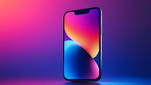 Smartphone Display with Gradient Wallpaper on Colored Background