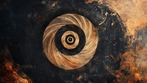 Abstract Spiral Vortex in Earthy Tones, Textured Artistic Style.