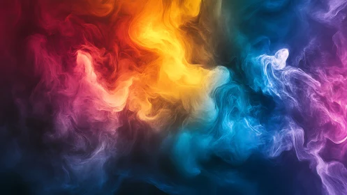 Multispectral turbulent nebula with luminous chromatic vortices.