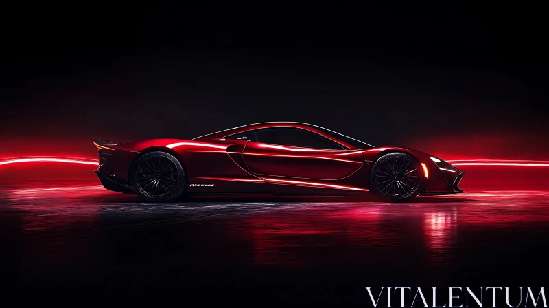 Sleek red supercar glowing with confident night energy.