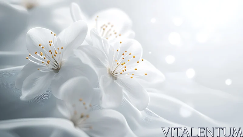 Whispers in White: Delicate Blooms with Golden Hearts.