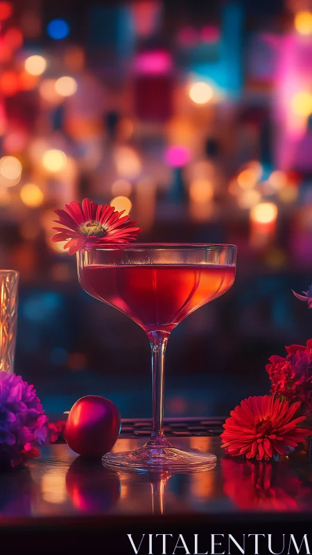 Crimson Elixir Dances Beneath Neon Reverie's Luminous Spell