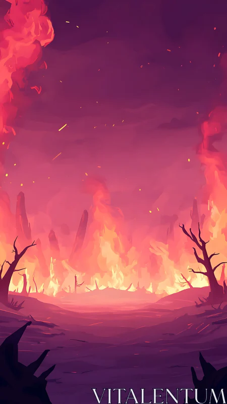 Inferno Landscape: Where Fire Meets Hope in the Wasteland