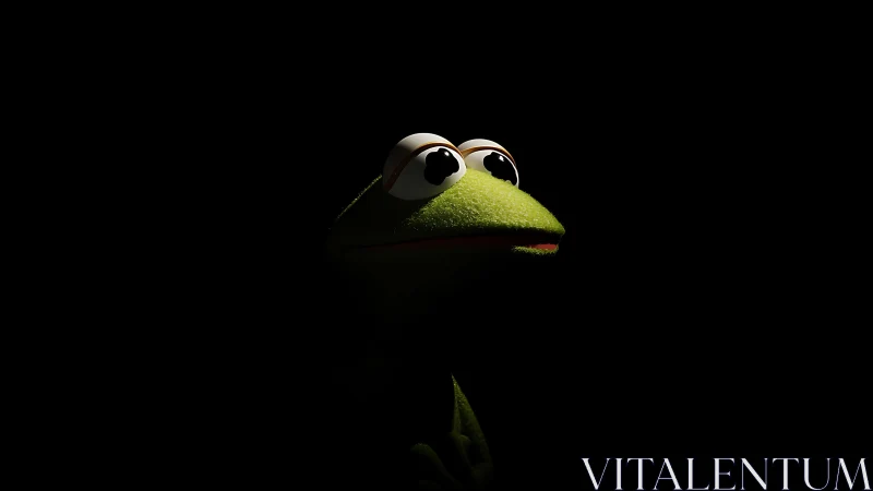 Melancholy frog silhouette caught in a lone stage spotlight.