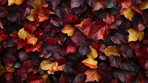 Crimson and gold autumn leaves woven into a cozy carpet.