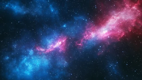 Nebular bifurcation in cyan and magenta deep-space field.