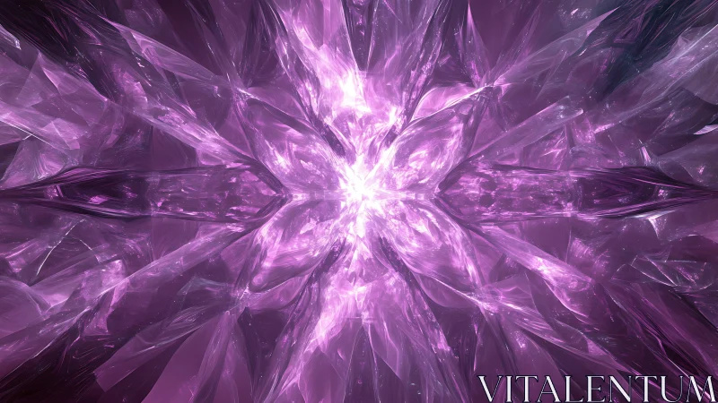 Radial crystalline energy burst rendered in luminous magenta fractals