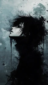 Solitary youth silhouette dissolves into abstract darkness