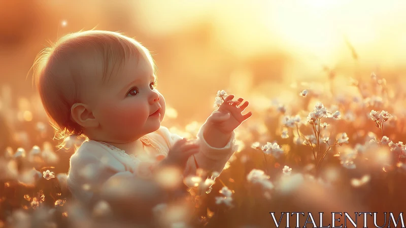 Sunlit baby daydreams in a meadow of glowing whispers.