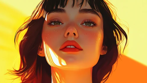 Low-angle digital portrait uses hard sunlight and vivid rim lighting