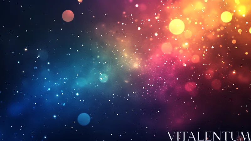 Glowing night sparks drifting through rainbow starlight sky.