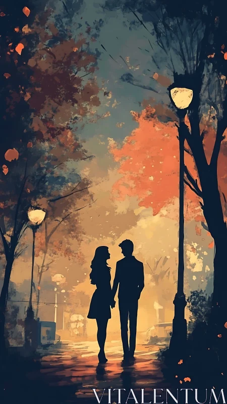 Two Hearts Navigate Luminous Autumn Streets.