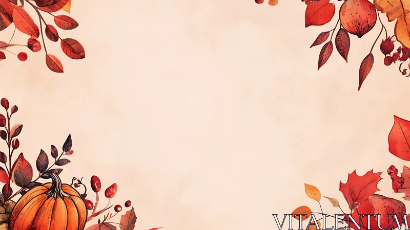 Botanical autumn border illustration with warm negative space.