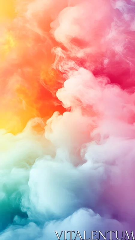 Billowing pastel color clouds merge in dreamy abstract haze