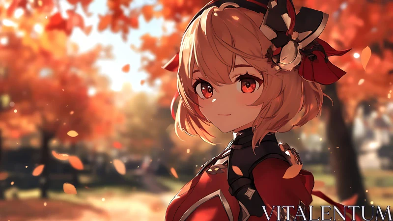 Warm autumn stroll with a smiling, flame-eyed heroine.