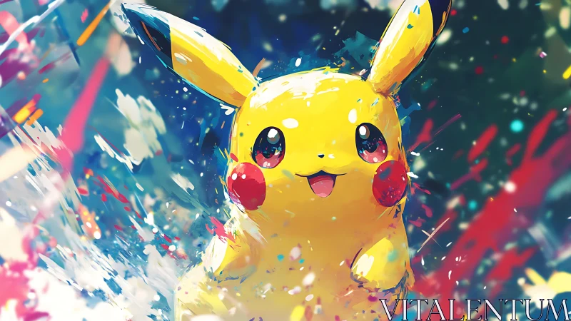 Energetic electric mascot in high-saturation digital motion field.