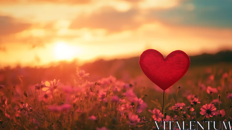 Velvet Heart Dances Through Wildflower Sunset Symphony