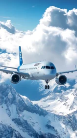 Jetliner greets the clouds above glacier-cut mountain spires