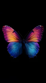 Prismatic wings quietly unfold like a neon night horizon