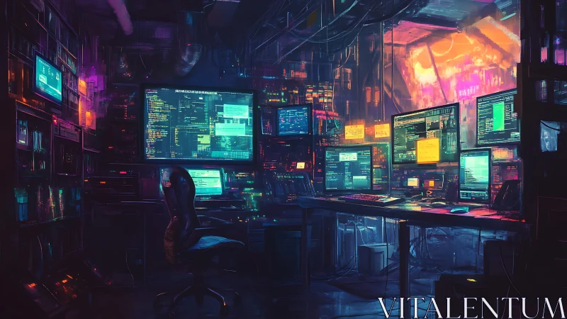 Neon code bunker humming with midnight cyber rituals.