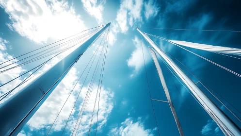 Reaching Skyward: Twin Sails in Brilliant Blue.