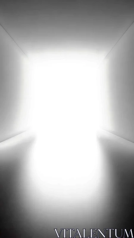 Overexposed luminous corridor with vanishing point geometry.